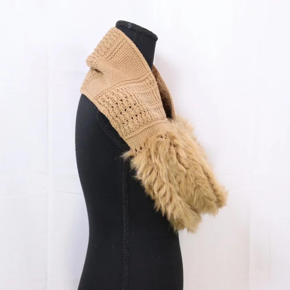 Cabi‎ Faux Fur Knit Infinity Scarf OS Tan Womens Winter Cozy Neck Warmer